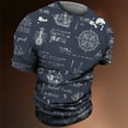 thumbnail image 1 of Mode Été Rétro T-Shirts Graphiques Boussole Nouveaux Hommes Personnalité Lettres Anglaises Imprimées Col Rond Manches Courtes tee Tops, 1 of 5