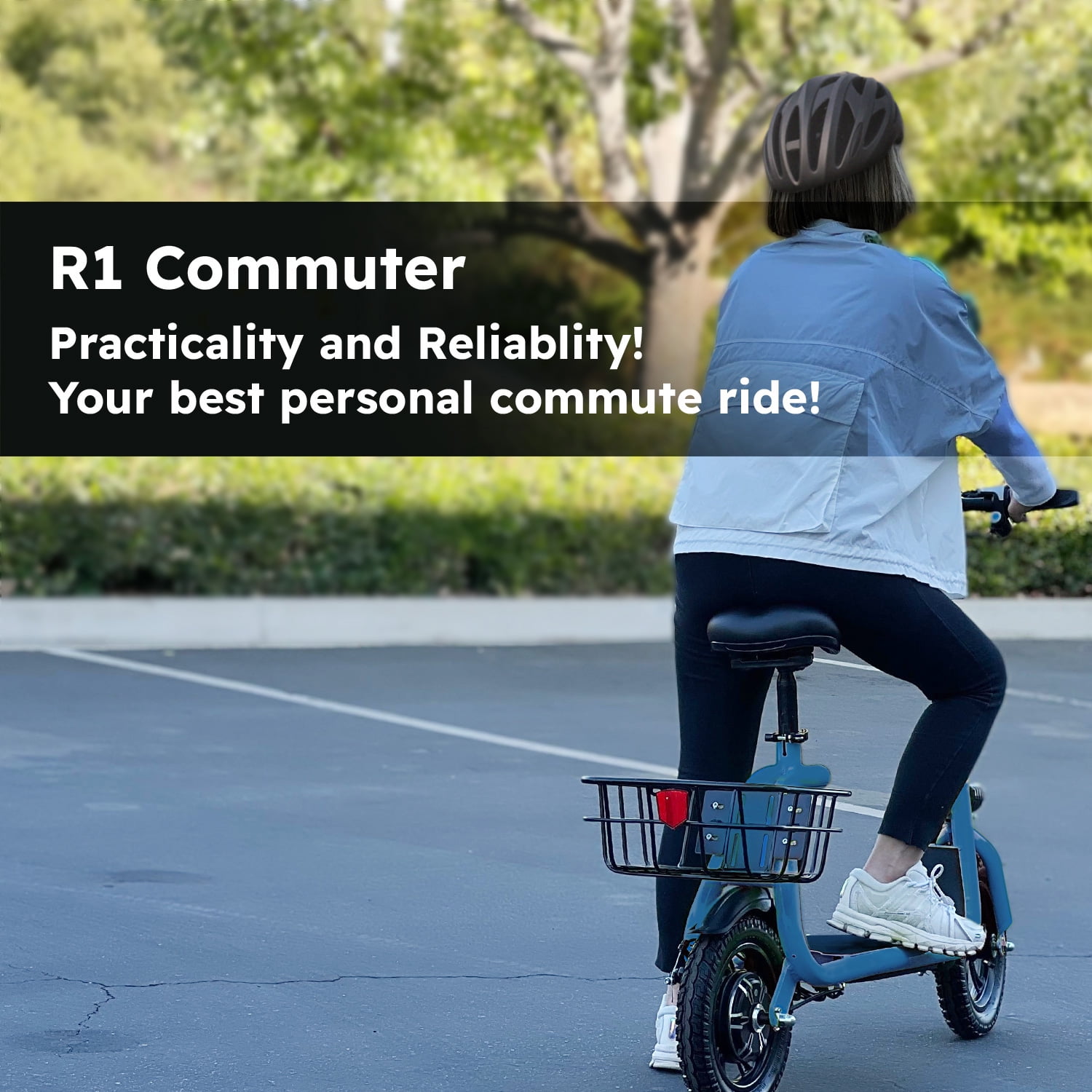 Phantomgogo Commuter R1 - Electric Scooter for Adults - Foldable Scooter with Seat & Carry Basket 15MPH 265lbs Max Load E Mopeds for Adults (Blue)