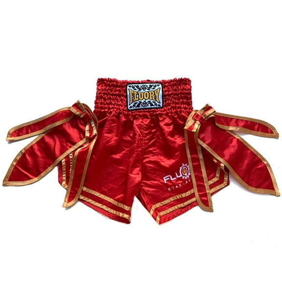 FLUORY Muay Thai Shorts Free Combat Mixed Martial Arts Boxing Training Match Pants Text Embroidery Printed Shorts