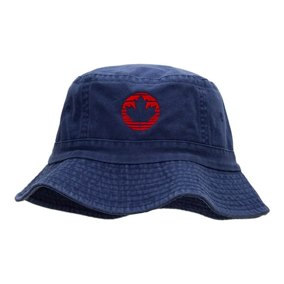 Lined Canada Leaf Embroidered Bucket Hat - Royal OSFM