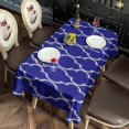 thumbnail image 4 of Blue Geometric Quatrefoil Pattern Rectangle Tablecloth 60"x120",Waterproof Polyester Rectangle Table Cloth, Wipeable Spillproof Polyester Tablecloth for Dining, Camping, Indoor and Outdoor, 4 of 6