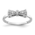 thumbnail image 1 of Solid 14k White Gold Simulated CZ Bow Ring, 1 of 1