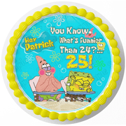 SpongeBob 8 Inch 'What's Funnier Than 24? 25!' Edible Cake Topper  Round Birthday Cake Decoration by SugarMeLicious