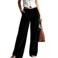 thumbnail image 3 of Women Corduroy Wide Leg Trousers Sevevn Button Fly Mid Rise Loose Fit Pants With Flap Front Pockets, Diverse Solid Color Selections For Dating Shopping And Semi‑Casual Daily Dressing, 3 of 6