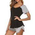 thumbnail image 3 of Pijama de manga corta para mujer, ropa de dormir suave, conjunto de pijama con parte superior y pantalones cortos, color gris Xemadio WRMH-1086-3, 3 of 6
