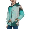 thumbnail image 2 of Sikiie Turquoise Beach Kayaking Zip Up Hoodie Teenage, hoodies for Teenage, Zipper Sweatshirt Jacket for Daily, Traveling-Small, 2 of 6