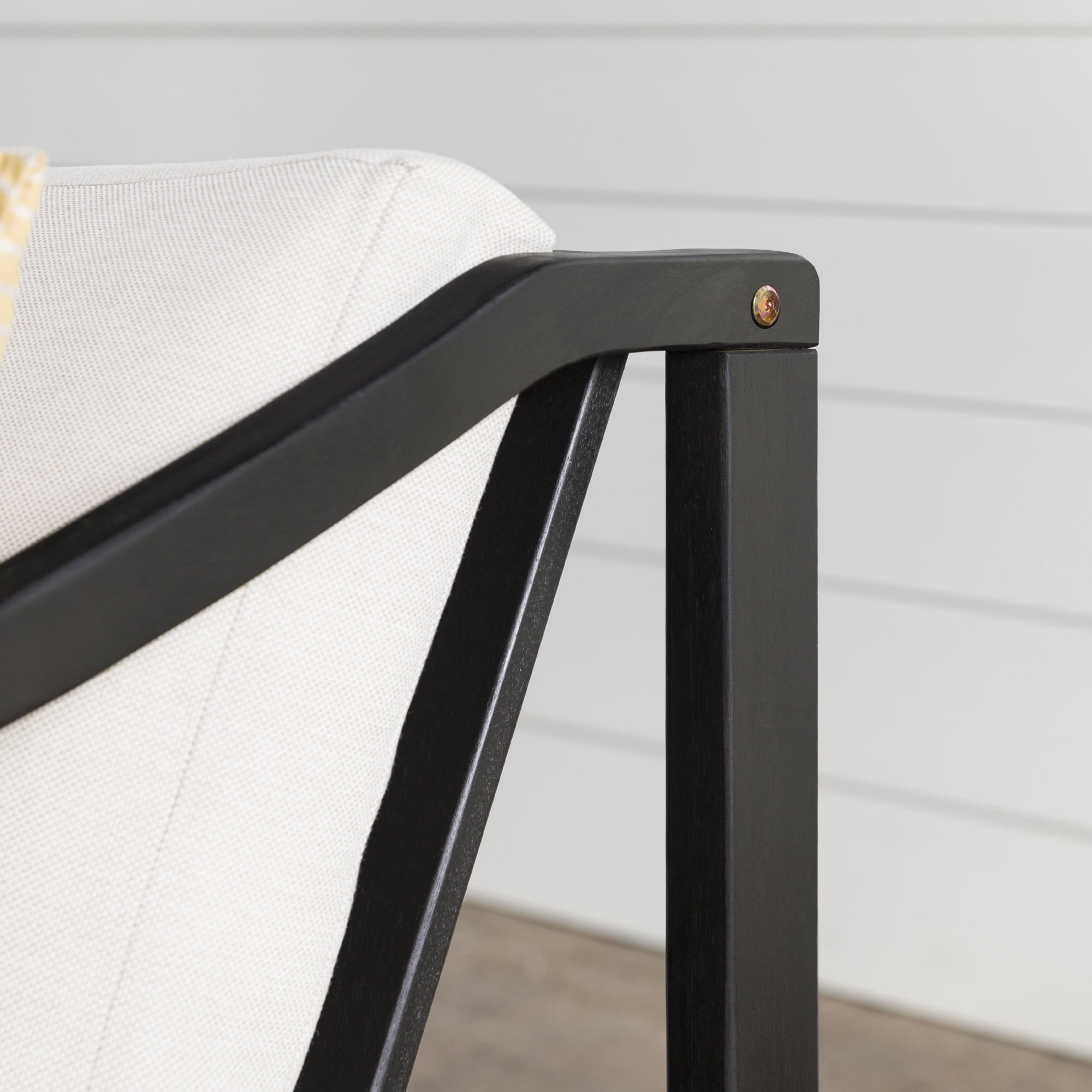 Walker Edison Modern Solid Wood Curved-Arm Outdoor Loveseat, Black