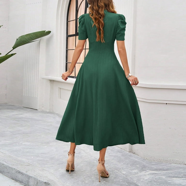 Women's Short Sleeve Dress High Waist V Neck Puff Sleeve Dresses Wedding Guest Formal Evening Party Maxi Dress Woman Dresses Casual Long Sleeve Dresses Casual for Women Petite Dresses for Women Summer - Women's Short Sleeve Dress High Waist V Neck Puff Sleeve Dresses Wedding Guest Formal Evening Party Maxi Dress Woman Dresses Casual Long Sleeve Dresses Casual for Women Petite Dresses for Women Summer -