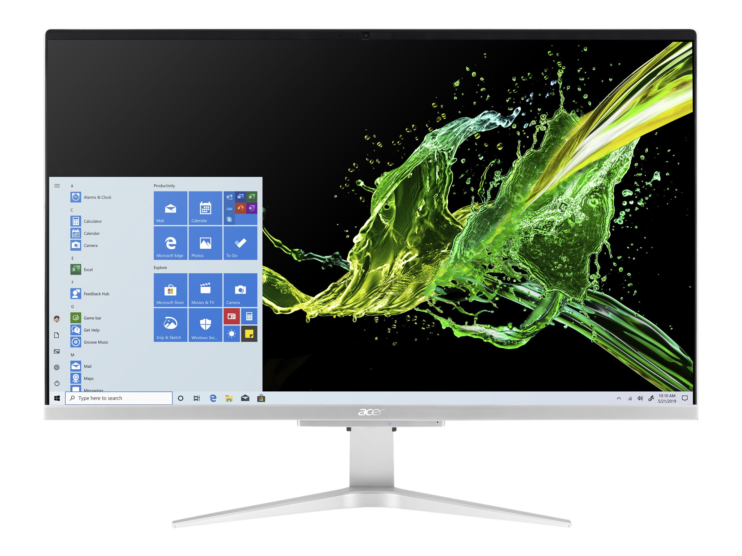 Acer Aspire C 27 C27-962 - All-in-one - Core i5 1035G1 / 1 GHz - RAM 12 GB - SSD 512 GB - GF MX130 - GigE, 802.11ac Wave 2 - WLAN: 802.11a/b/g/n/ac Wave 2, Bluetooth 5.0 - Win 10 Home 64-bit - monitor: LED 27" 1920 x 1080 (Full HD) - black - image 5 of 12