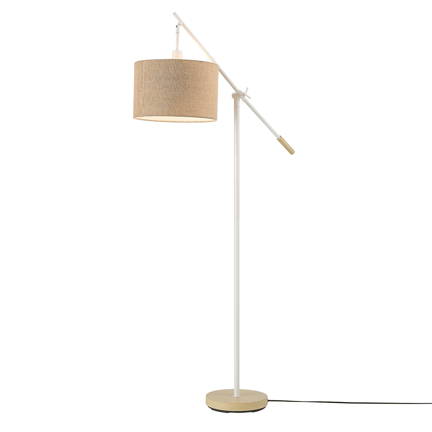Globe Electric Serena 66" Matte White Dimmable Floor Lamp with Jute Shade, 91004429