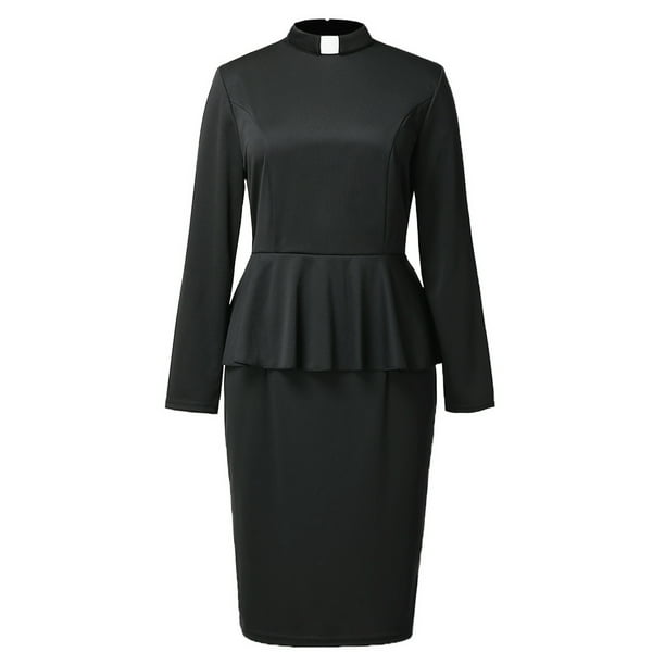 GRACEART Church Priest Clergy Dress for Women Autumn/Winter Long Sleeve