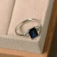 thumbnail image 4 of 2Ct Emerald Cut Simulated Blue Sapphire Solitaire Women Engagement Ring 14k White Gold Plated 925 Silver, 4 of 4