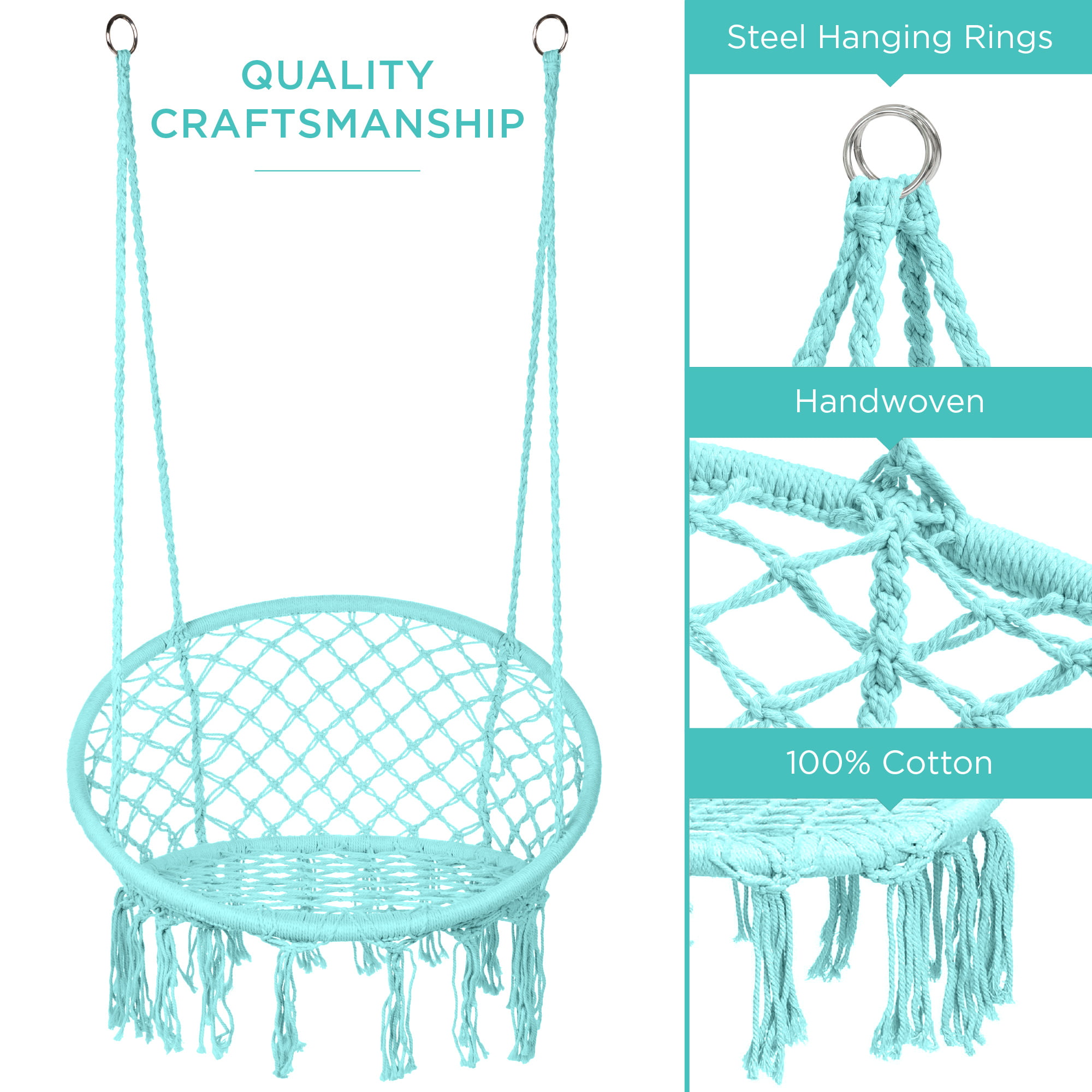 Patio Hanging Cotton Rope Macrame Hammock Swing Chair for Indoor Deck Outdoor Home Porch Garden Yard Beige Gonikm Hammock Chair Macrame Swing 