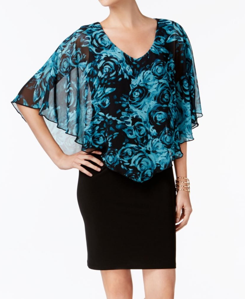 chiffon cape overlay dress