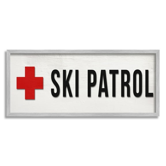 Stupell Industries Ski Patrol Red Cross Symbol Winter Mountain Sports, 24 x 10, Design by Daphne Polselli