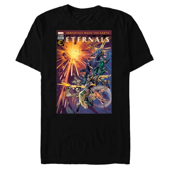 Marvel Eternals Comic Book Cover Immortals Walk the Earth - Short Sleeve Blended T-Shirt for Adults – Customized-Black