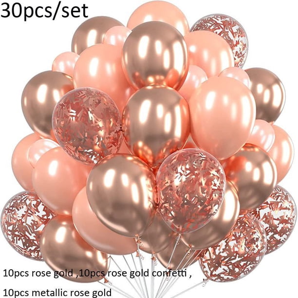 Xiao Hua Globos, 30 globos de confeti de 12 pulgadas y globos de látex metálico morado y rosa con cinta, globos de fiesta para niñas, cumpleaños, baby shower, decoraciones para fiestas de bodas, C