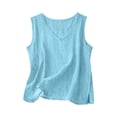 thumbnail image 2 of Womens Linen Tank Top Cotton Boho Tops Gauze Tunic Tops For Women Linen Shirts For Women Flowy Tops For Women Flowy Plain Gauzy Tees Gauze Shirts Camisole 2026 Gauze Shirts For Women Sky Blue2 S, 2 of 5