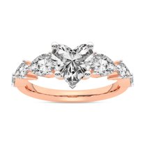 IGI Certified 4 Carat Heart Shape Lab Grown Diamond Engagement Ring | 14K Rose Gold | Frances Side Stone Diamond Ring | FG-VS1-VS2 Quality Friendly Diamonds