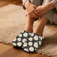 thumbnail image 5 of POLERO Daisy Flower Print House Slippers for Women Men, Lightweight Fabric Casual Cotton Slide, Warm Closed Toe Home Shoes for Winter Indoor and Outdoor, Size 9-10, 5 of 7