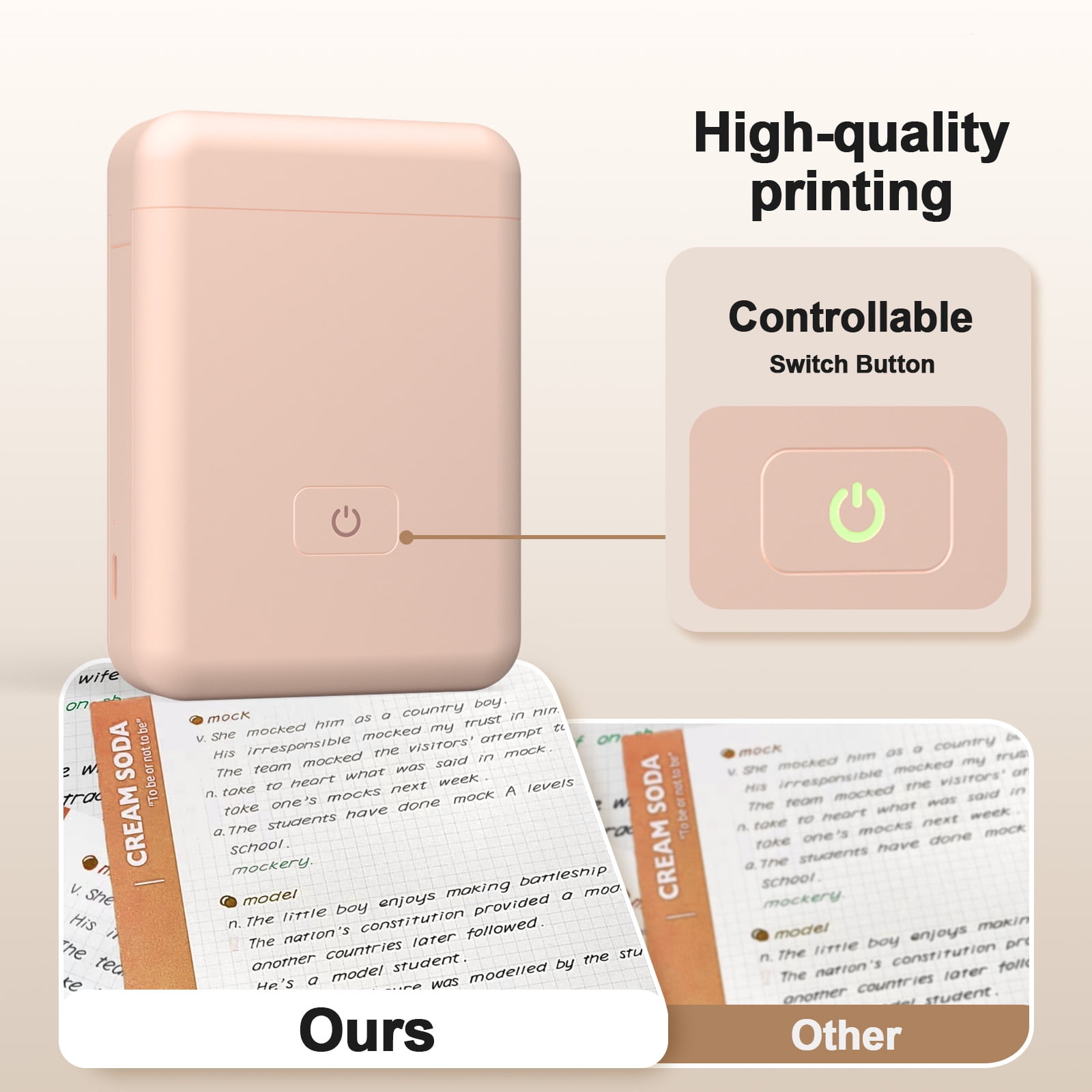 Label Maker Machine with Tape HP2S, Portable Bluetooth Label Printer, Small Sticker Printing Machine Compatible with iOS + Android,Easy to Use Inkless Rechargeable heat for Home Office