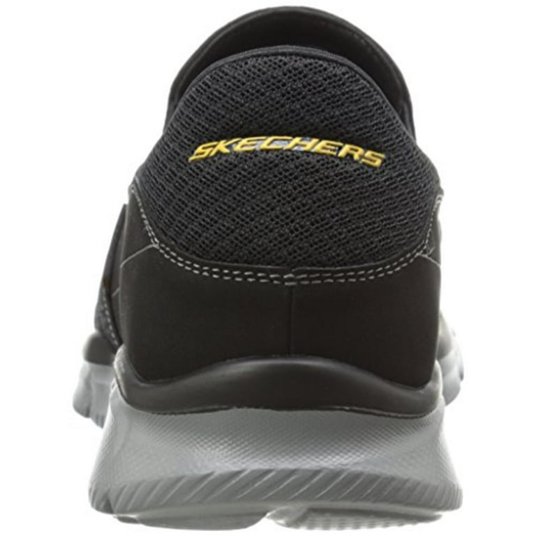 Skechers Men's Equalizer Persistent Slip-On Sneaker, Black/Gray, 8.5 M US