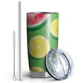thumbnail image 2 of 20 Oz Watermelon and Lemon Coffee Tumbler Double Wall Insulated Stainless Steel Water Bottle | Metal Reusable Thermoses Flask with Cup Cap | Leak & Sweat Proof with Anti-Dust Lid, 2 of 7