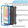 thumbnail image 4 of Samsung Galaxy A01 Case Clip Belt Holster,Takfox Shockproof Swivel Defender Heavy Duty Armor Protective Case & 2 Pcs Tempered Glass Screen Protector w/ Kickstand Rugged Cover For Galaxy A01 2020,Blue, 4 of 7