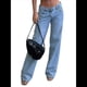 thumbnail image 3 of Pantalones Vaqueros de Pierna para Mujer, Tiro Bajo, Holgados, de Pierna Recta, Estilo Boyfriend, Vaqueros Casuales Sueltos, Estilo Chica Y2K Azul S, 3 of 9