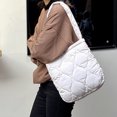thumbnail image 2 of Bolso informal para mujer, bolso acolchado de gran capacidad para compras, viaje, blanco, 2 of 3