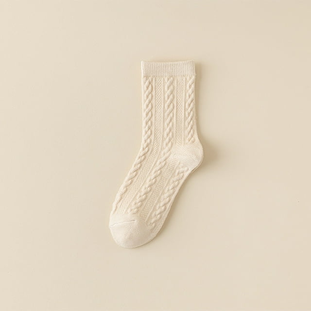 Women's Color Matching Multi Color Breathable Plush And Thick Insulation Socks Sports Socks Sock Beige