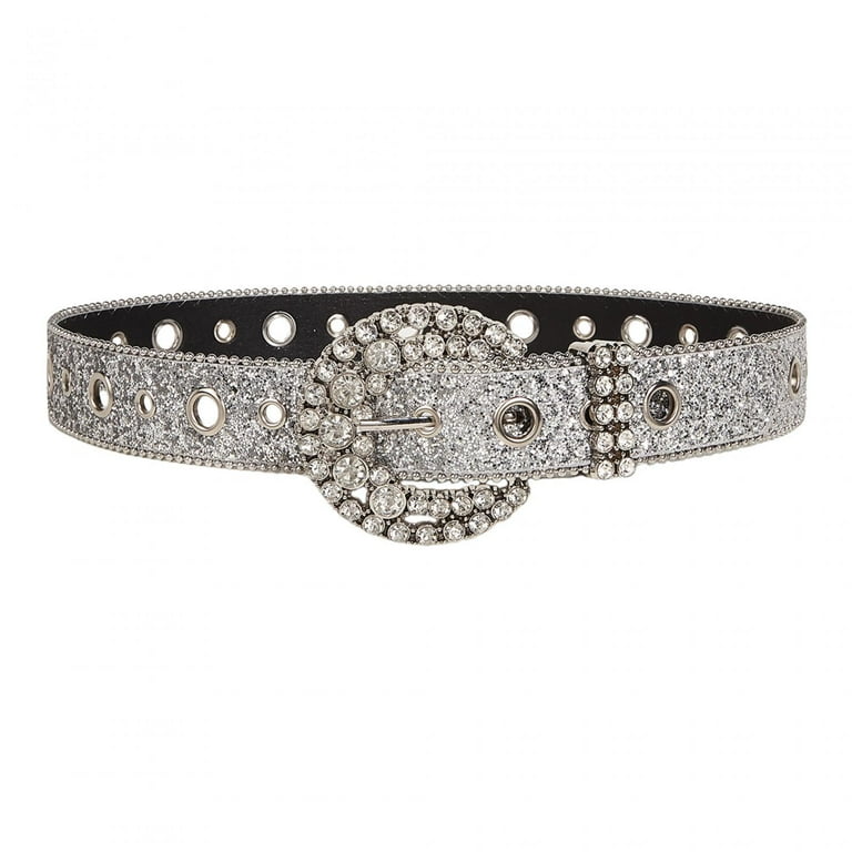 Rhinestone Belt Bling for Women for Jeans Dress Western Cowgirl Sequin Belt  Silver - Walmart.com