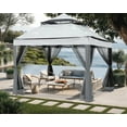 thumbnail image 4 of ABCCANOPY 11'x11' Gazebo Tent Outdoor Pop up Gazebo Canopy Shelter with Mosquito Netting, Dark Gray, 4 of 6