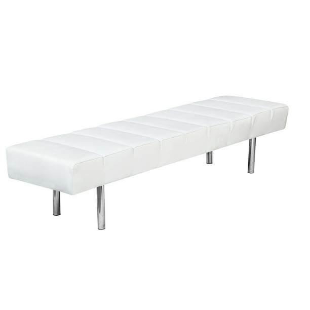 Living Lounge Room Bench White, Contemporary White Leather Bench