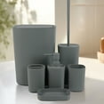 thumbnail image 2 of 6 Piece Bathroom Set Plastic Toothbrush Holder Waste Bin Combo For Modern Bathroom Storage, 2 of 9