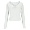 thumbnail image 6 of FRSASU Women Y2K Lace Patchwork Tee Top Long Sleeve Fairy Grunge T-Shirts Vintage Aesthetic Slim Top White, 6 of 7