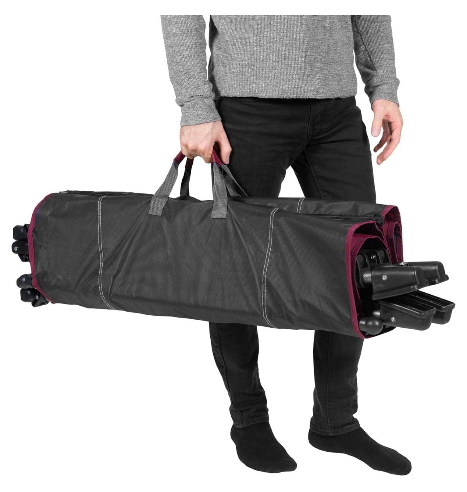 Limited Portable Folding Metal Framed Hammock with a Retractable Canopy, Perfect for Camping, Patio, Outdoor, and Relaxing, Side Pockets Included, Red (Pack of 1)
