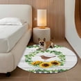 thumbnail image 2 of Spring Eucalyptus Sunflower Round Area Rug 4Ft Washable Circle Rugs for Bedroom Dining Room, Farmhouse Birds Gray Wood Non-Slip Carpet Floor Mats Indoor Outdoor Carpet Runner Aesthetic Home Decor, 2 of 8