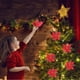 thumbnail image 5 of Decoración navideña con lentejuelas y flores | Arreglo floral de nailon artesanal con encaje, cascabeles y bordes dorados | Elegante adorno para árbol de Navidad para decoración navideña, 5 of 6