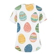 thumbnail image 5 of Hearthz S-5XL Easter Scrubs Tops Bunny Egg Hunt Print Scrubs Shirt Plus Size V Neck Short Sleeve Women Nurse Uniform with Pocket, 5 of 5