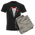 thumbnail image 6 of CafePress - Funny Tuxedo [Red Bow] Men's Dark Pajamas - Men's Dark Loose Fit Cotton Pajama Set, 6 of 7