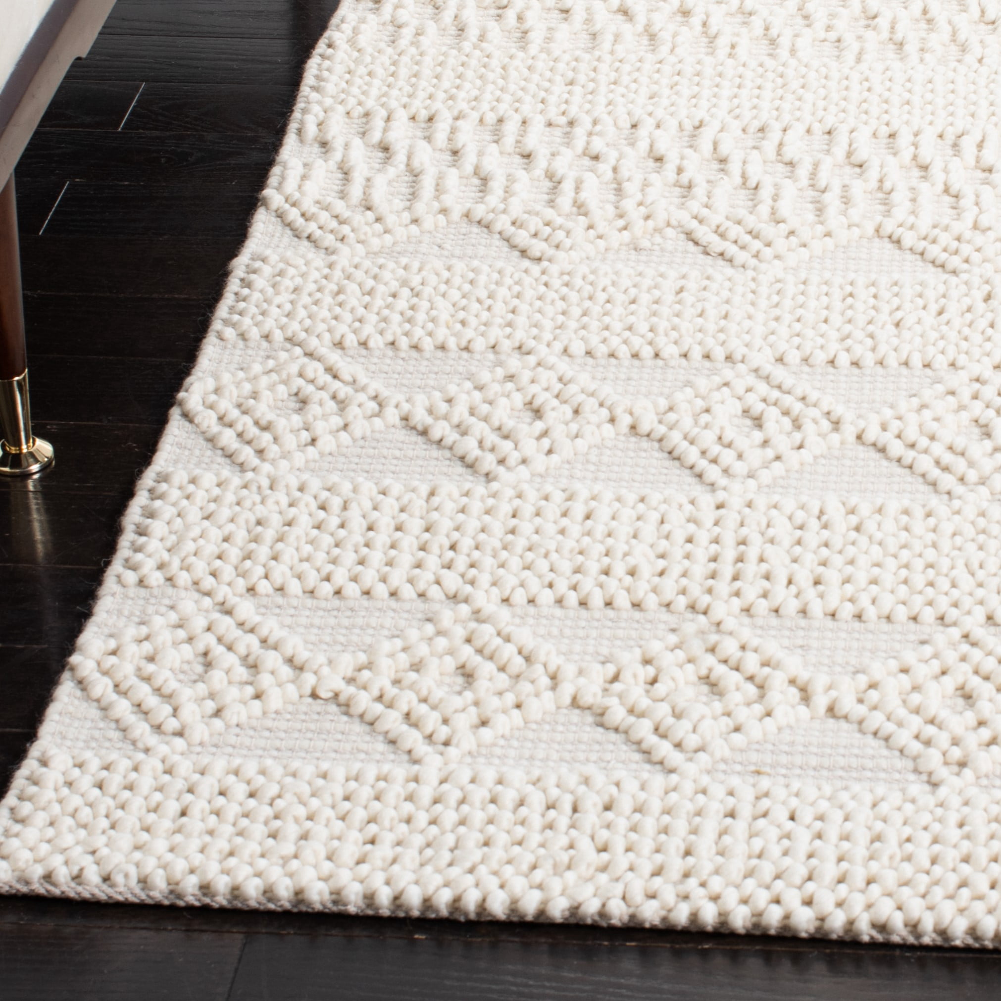 SAFAVIEH Natura Carly Geometric Braided Wool Runner Rug, Ivory, 2'3" x 8'