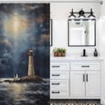 thumbnail image 6 of Lighthouse Sunrise Coast Scenery Pale Blue Tan Waterproof Polyester Quick-Drying Shower Curtain for Bathroom with 12 Hooks, 6 of 8