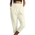 thumbnail image 4 of Babysbule Womens Capris Pants Womens Solid Color Comfortable Elastic Waist Casual Trousers With Pocket, 4 of 8