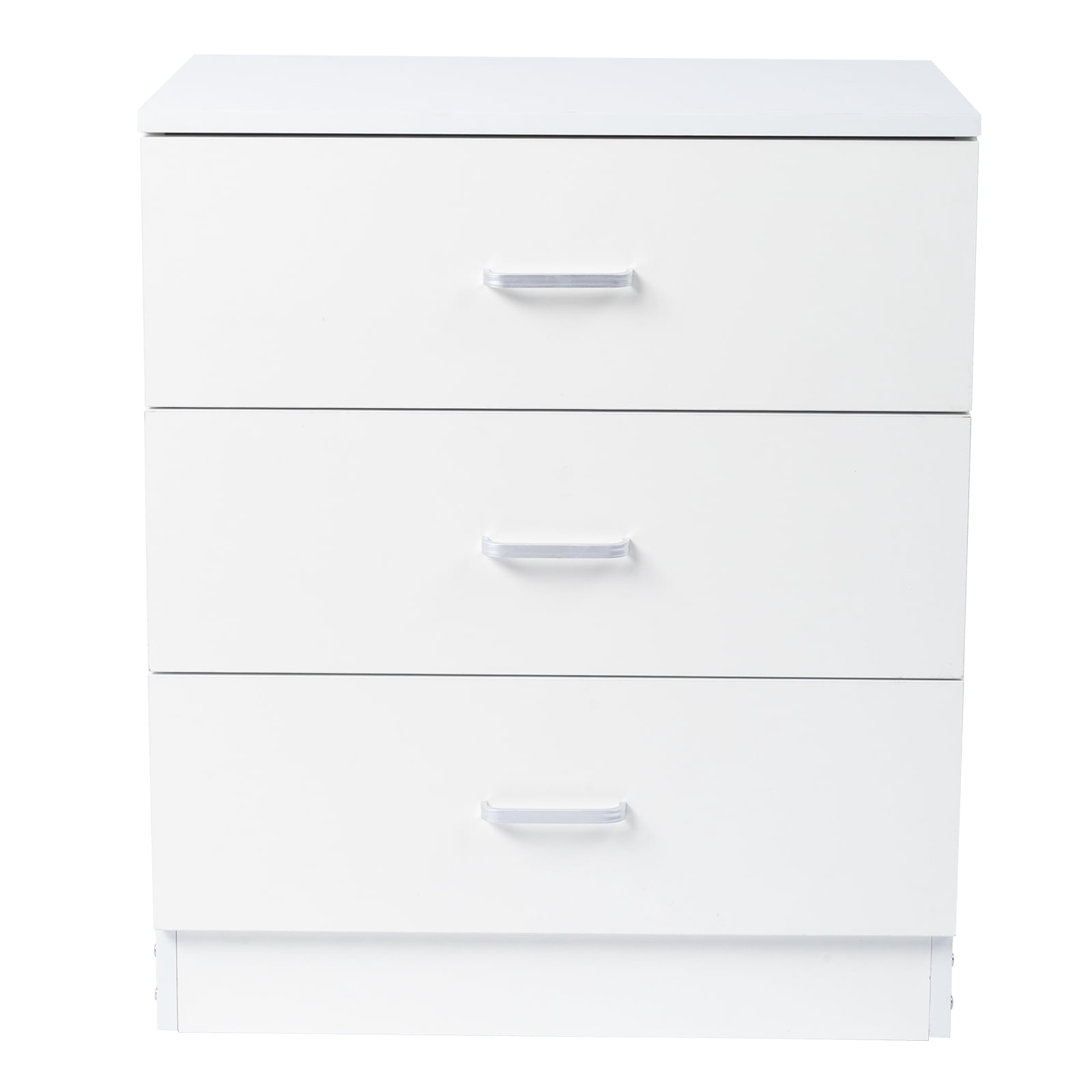 3-Drawer Tall Cabinet Particleboard Bedside Table with Textured Melamine Finish, White