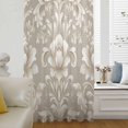 thumbnail image 6 of Light Brown Flowers Sheer Curtains 45 Inches Long, Rustic Boho Ethnic Middle Century Light Filering Curtains, Breathable Simi Curtain Privacy Drapes for Kitchen Bathroom Small Window Treatment, 6 of 9