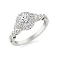 thumbnail image 2 of Earth Jewel Brilliant 2.13 Ct Round Cut Engagement Solitaire Ring - Floral Shank Design with Halo Accent Diamonds - Lab-Created Simulated Diamond in 14K White Gold Plated Setting - Gift for Her, 2 of 3