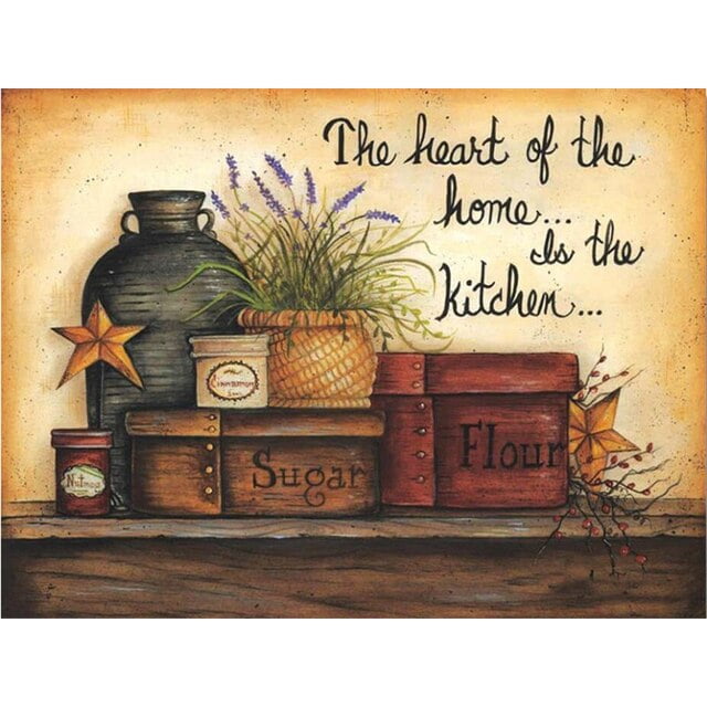 5D Diamond Painting Garden Kitchen Tea Set Flowers Diamond Embroidery Cross Stitch Kits Mosaic Drill Landscape Home Decor GiftsRound 50X70 Gao Jinjia LED