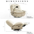 thumbnail image 3 of Muumblus Modern Beige Leather Recliner Swivel Glider Chair with Bluetooth USB Charger for Living Room, 3 of 12