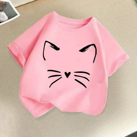 Kids T Shirts Boys Girls Trendy Funny Short Sleeve Round Neck Tshirts Teenage Boys Baggy Casual Jogging Athletic Comfy Cute Cartoon Children Tops Pink 10-11 Years